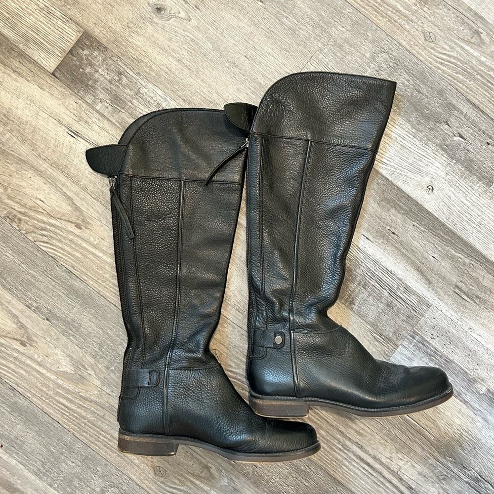 Franco Sarto Black Riding Moto Boots // Leather Boots // 8.5
